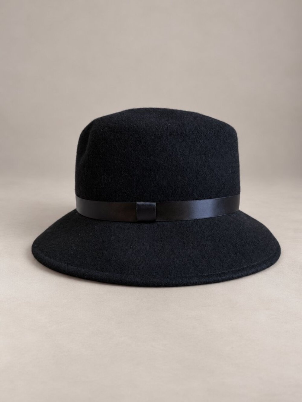 Magid Hats Vintage Inspired Black Wool Felt Cloche Bucket Hat